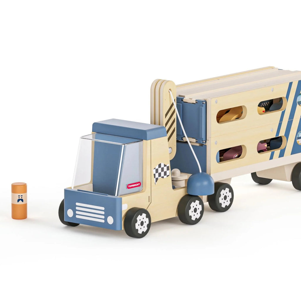 Topbright Holz Auto Transporter & Rennbahn mit 8 Autos - Little Baby Pocket
