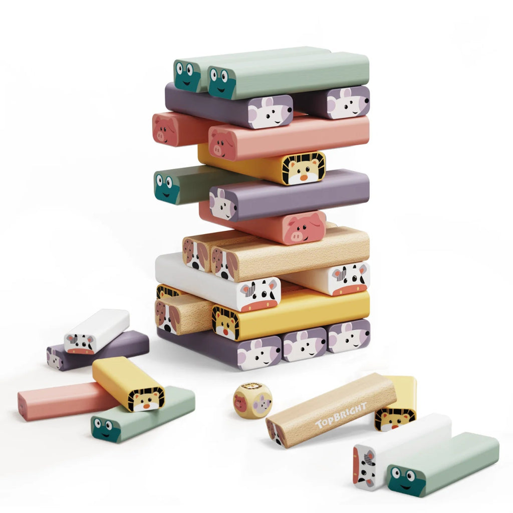 Wackelturm aus Holz mit Tieren – Topbright Geschicklichkeitsspiel - Little Baby Pocket