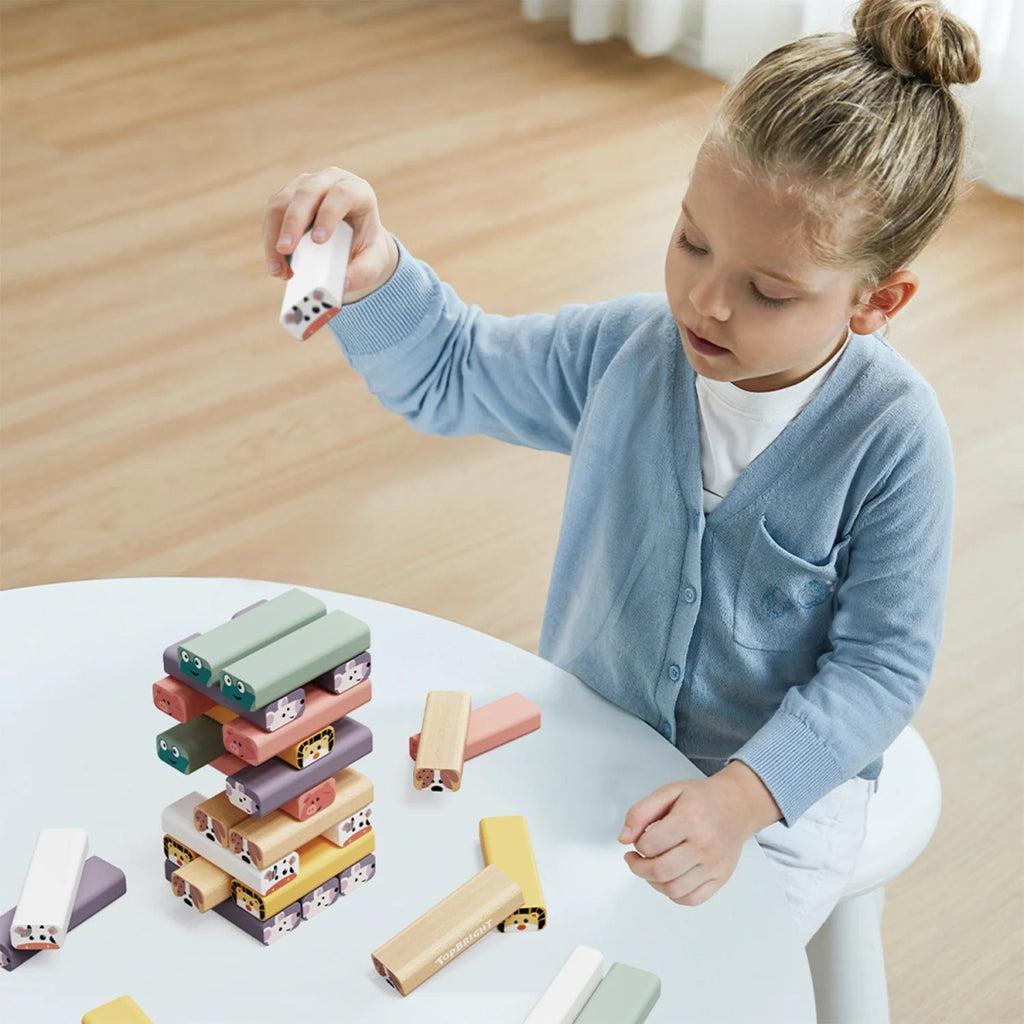 Wackelturm aus Holz mit Tieren – Topbright Geschicklichkeitsspiel - Little Baby Pocket