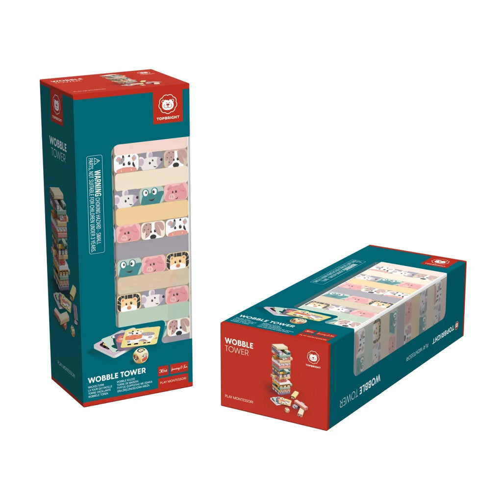 Wackelturm aus Holz mit Tieren – Topbright Geschicklichkeitsspiel - Little Baby Pocket