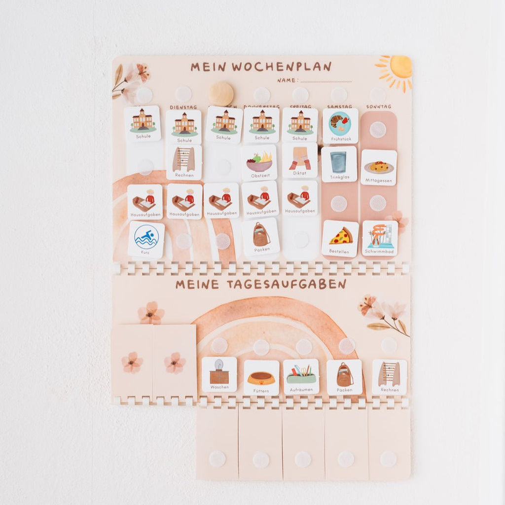 Wochenplaner A4 inkl. 3 Routinepläne Regenbogen und inkl. 525 Symbole - Little Baby Pocket