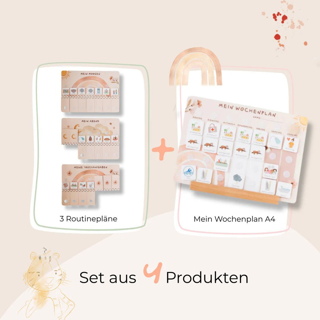 Wochenplaner A4 inkl. 3 Routinepläne Regenbogen und inkl. 525 Symbole - Little Baby Pocket