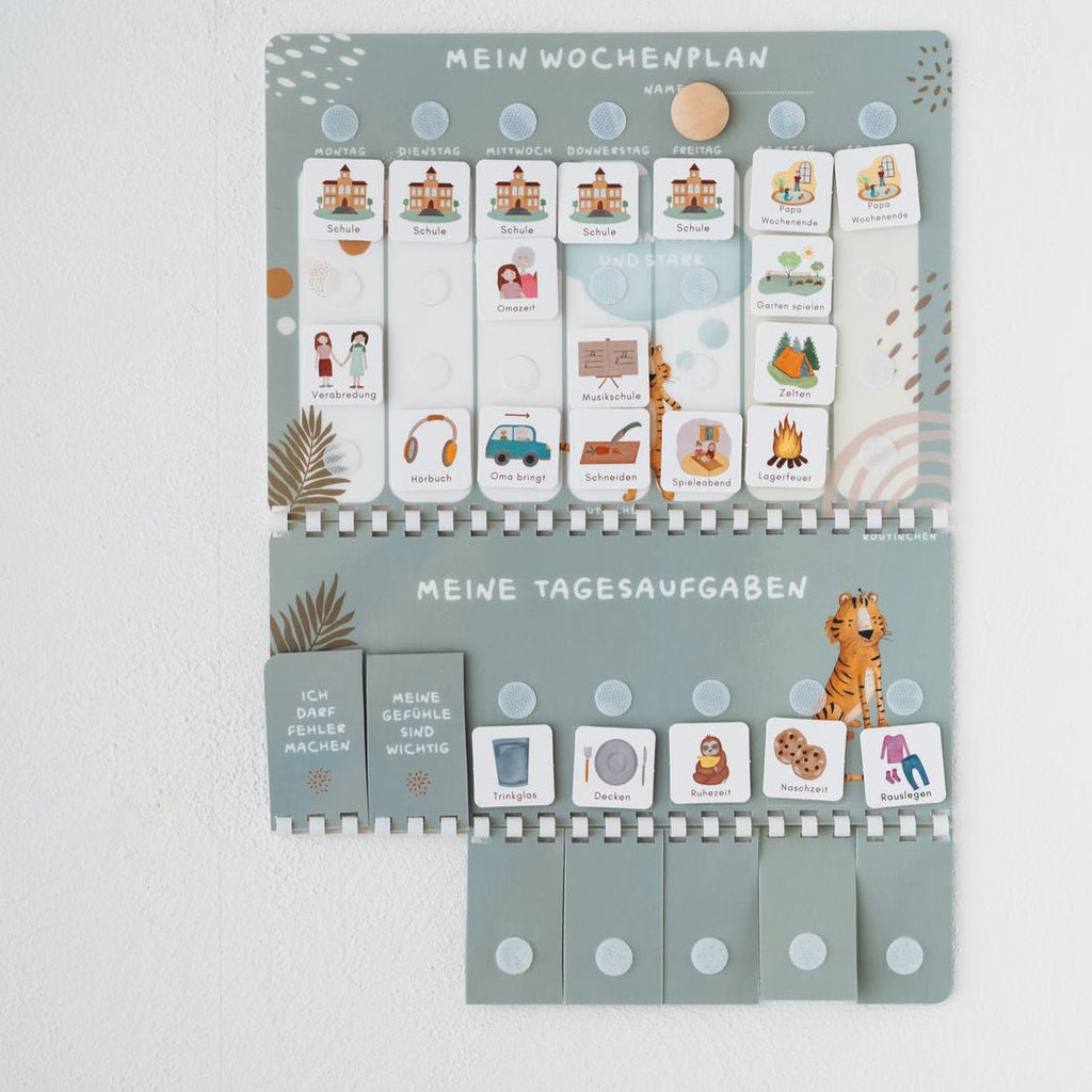 Wochenplaner A4 inkl. 3 Routinepläne Tiger und inkl. 525 Symbole - Little Baby Pocket