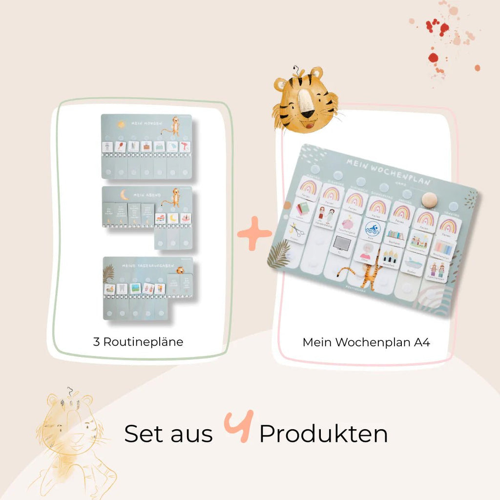 Wochenplaner A4 inkl. 3 Routinepläne Tiger und inkl. 525 Symbole - Little Baby Pocket