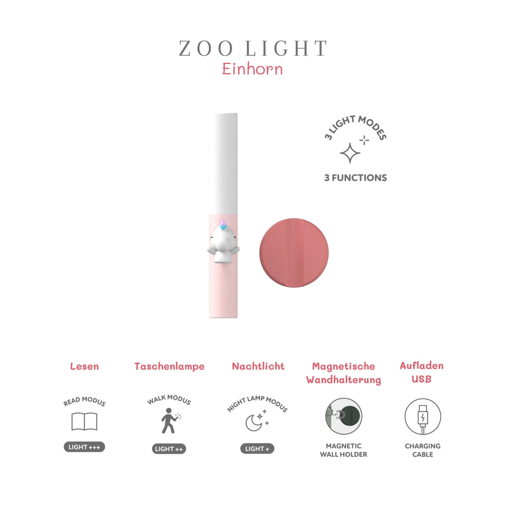 Zoo Light Unicorn - Einhorn 3-in-1 Kinderlampe: Nachtlicht, Leselampe & Lauflicht - Little Baby Pocket