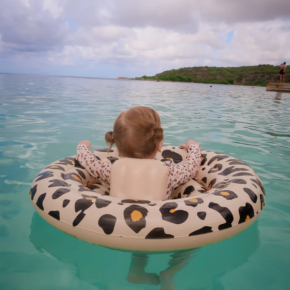 Aufblasbarer Babyschwimmsitz "Leopard beige" - Little Baby Pocket