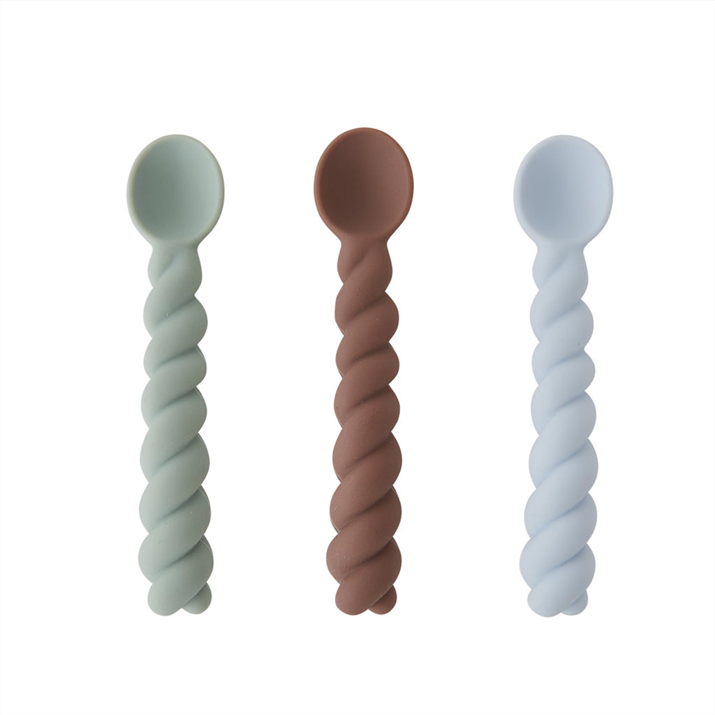 Babylöffel "Mellow" Dusty Blue / Taupe / Pale Mint - Little Baby Pocket