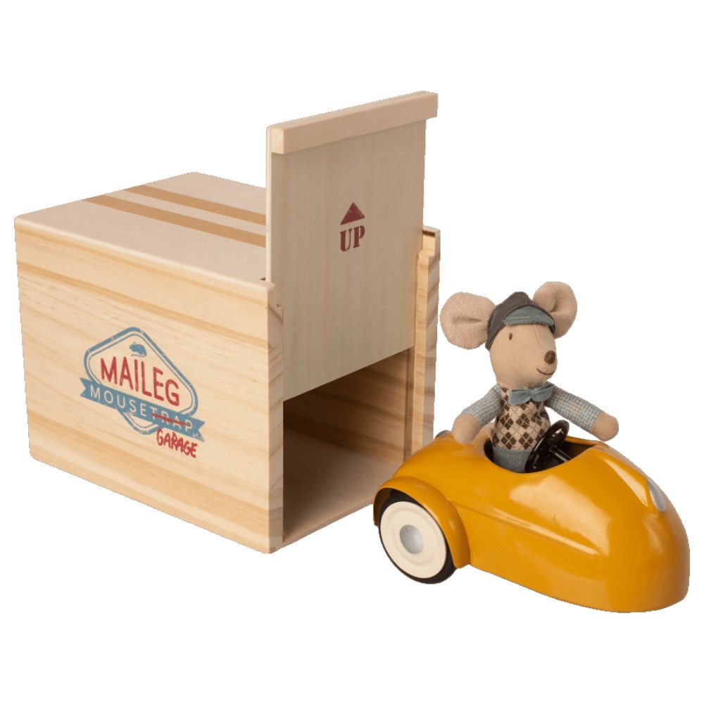 Maus Auto mit Garage Gelb - Little Baby Pocket