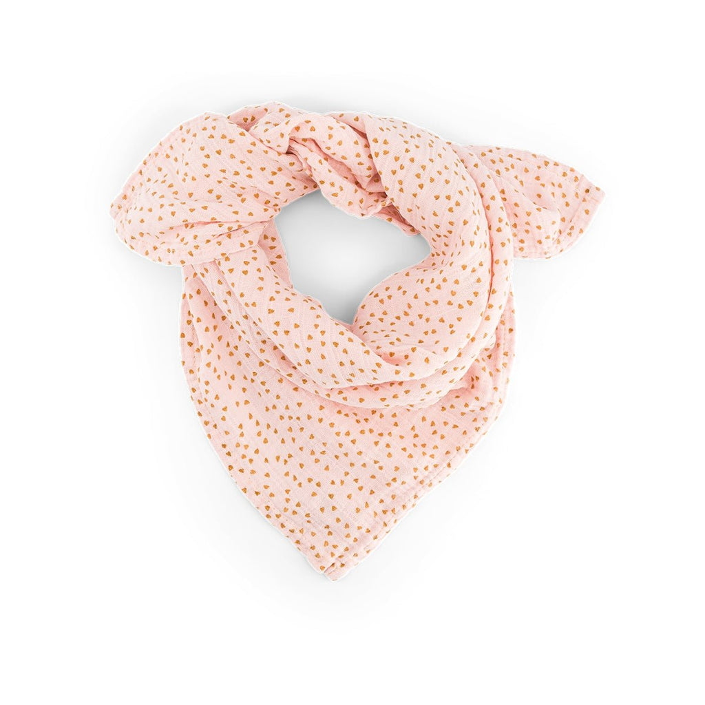 Mulltuch "Bianca Swaddle Mini heart light pink" - Little Baby Pocket