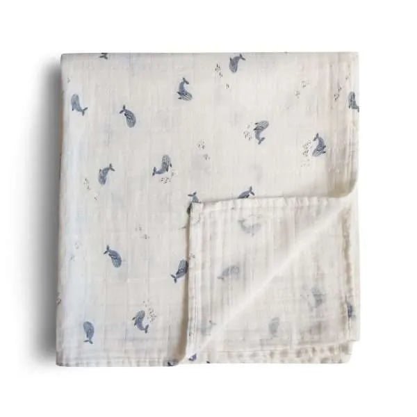 Mulltuch "Swaddle Muslin Whales" - Little Baby Pocket