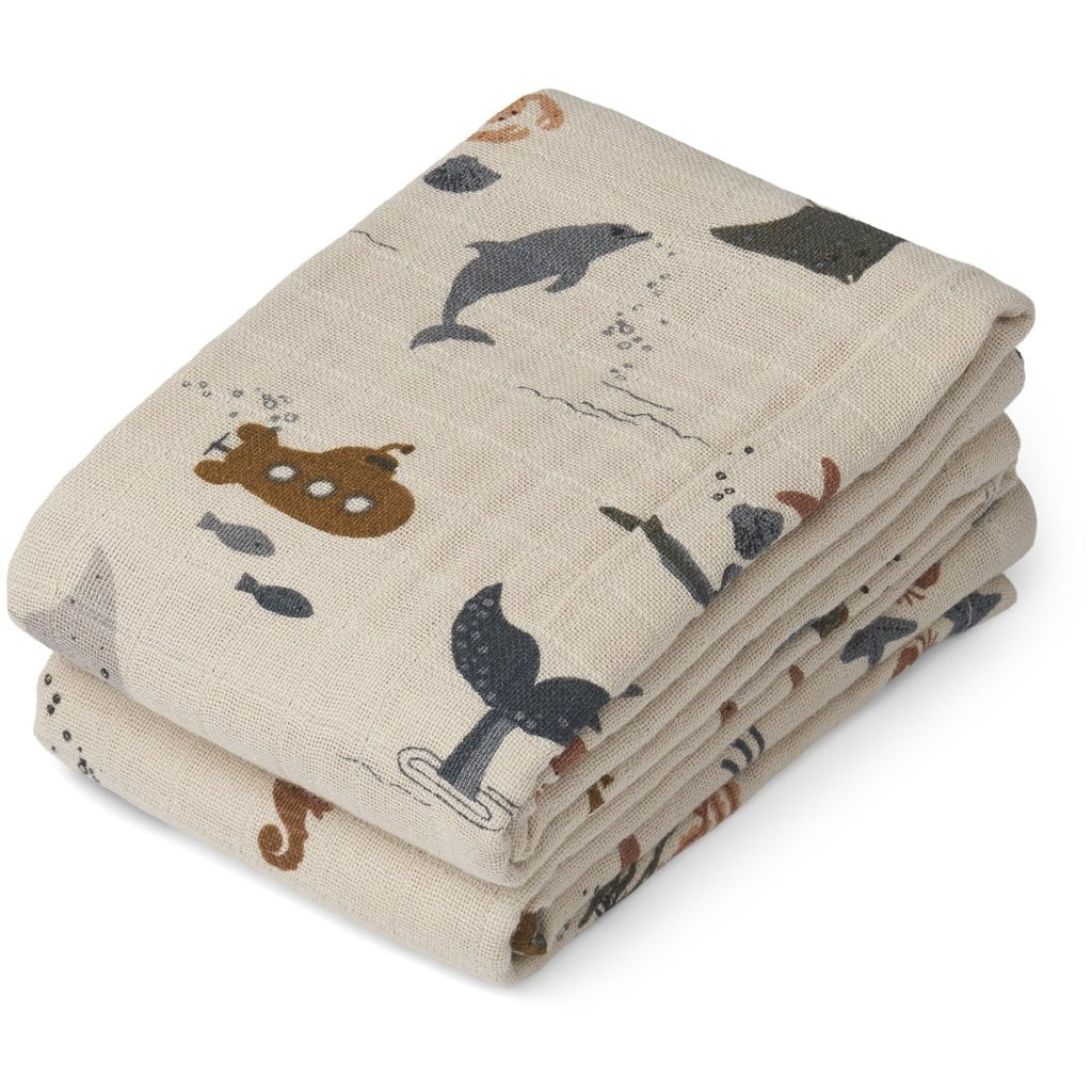 Mulltücher "Sea Creature/ Sandy Mix" 2er Pack - Little Baby Pocket