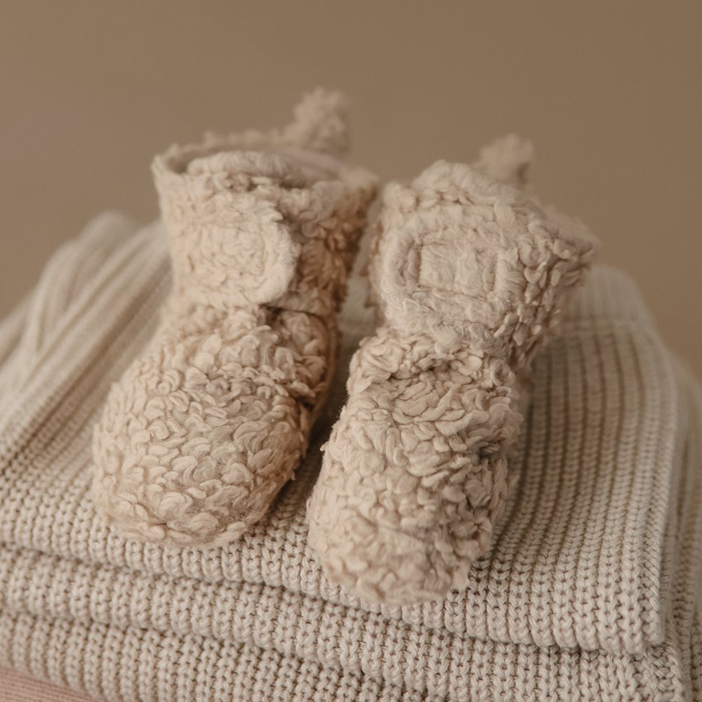 Mushie Cozy Baby Booties - Oatmeal - Little Baby Pocket