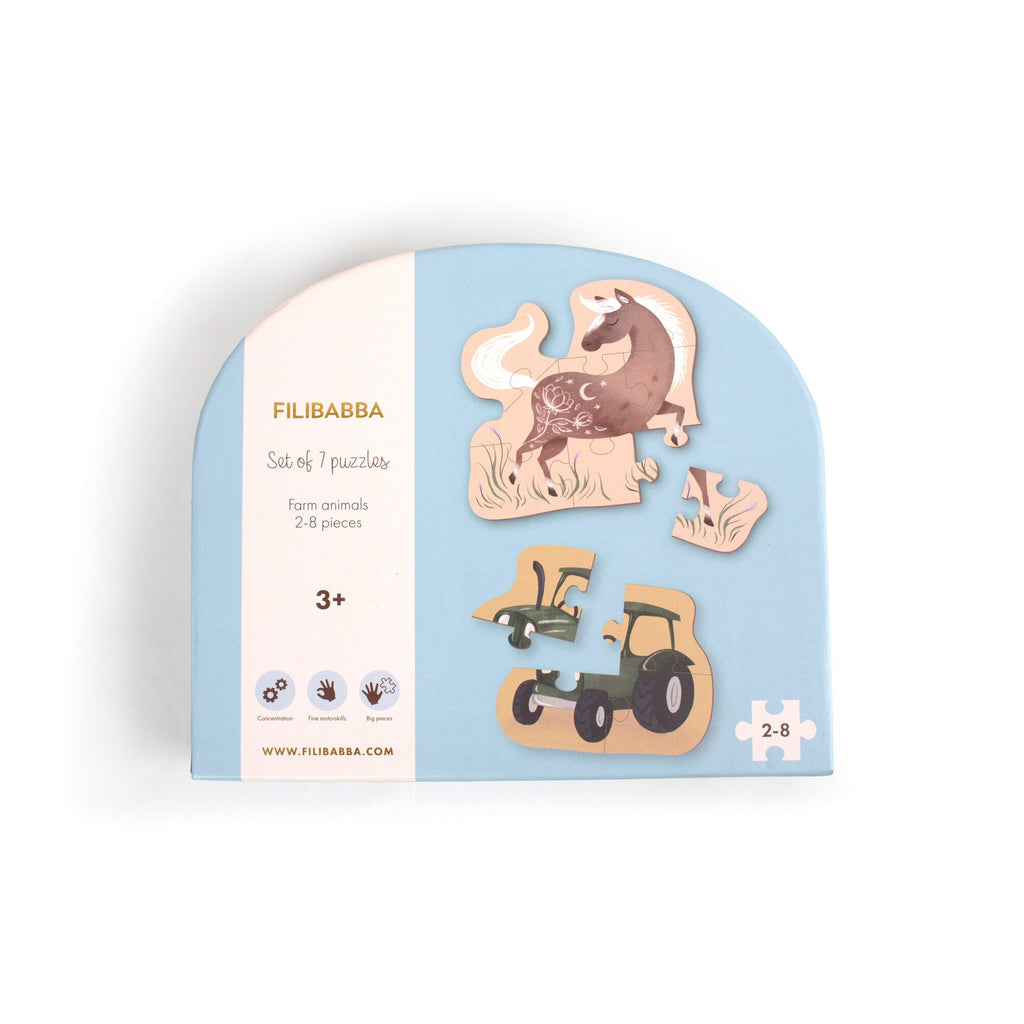 Set mit 7 Puzzles "Bauernhoftiere" - Little Baby Pocket