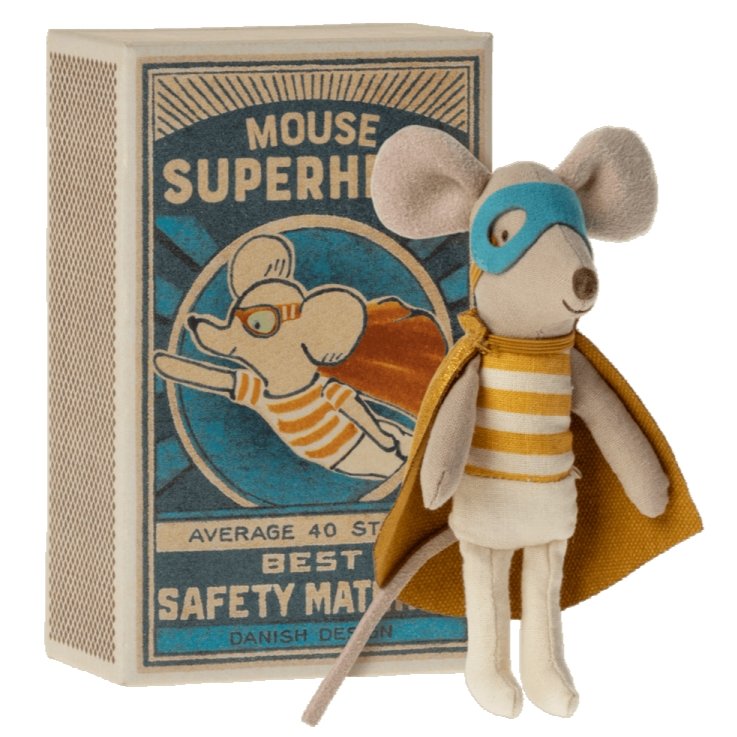 Superheld Maus „Super hero Mouse in Matchbox“– Little Brother - Little Baby Pocket