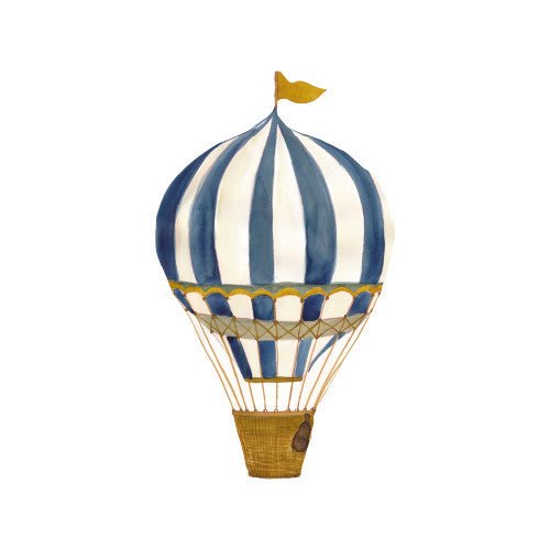 Wallsticker Retro-Heißluftballon Groß, Blau - Little Baby Pocket