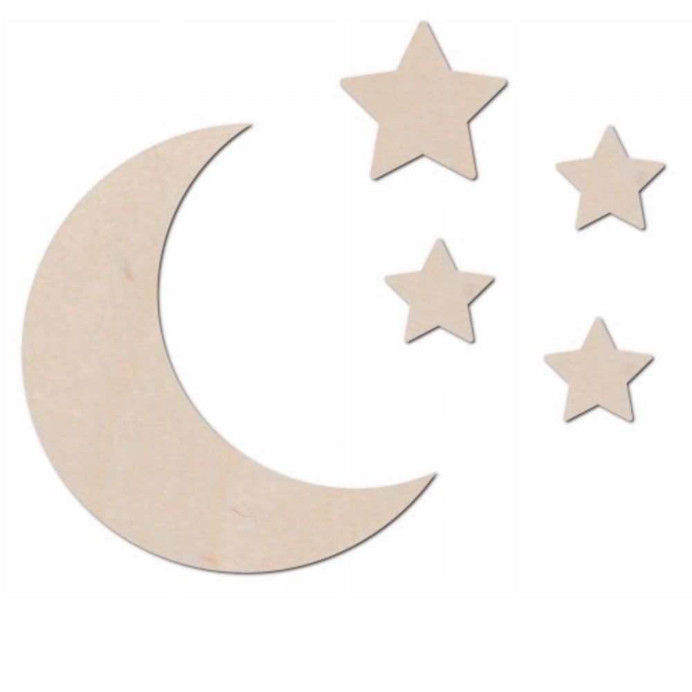 Wanddekoration aus Holz "Mond mit Sternen" - Little Baby Pocket